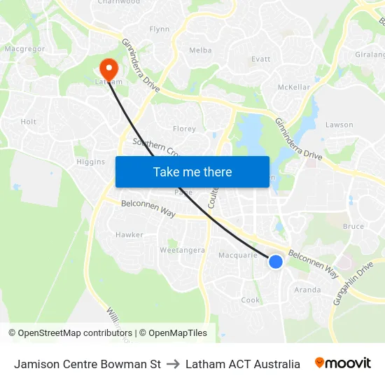 Jamison Centre Bowman St to Latham ACT Australia map