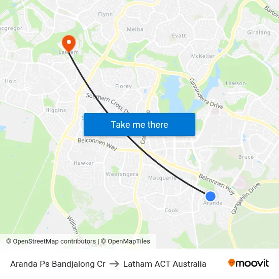 Aranda Ps Bandjalong Cr to Latham ACT Australia map