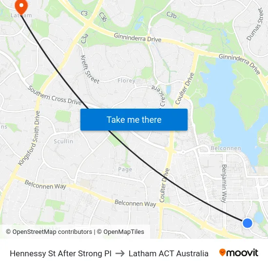 Hennessy St After Strong Pl to Latham ACT Australia map
