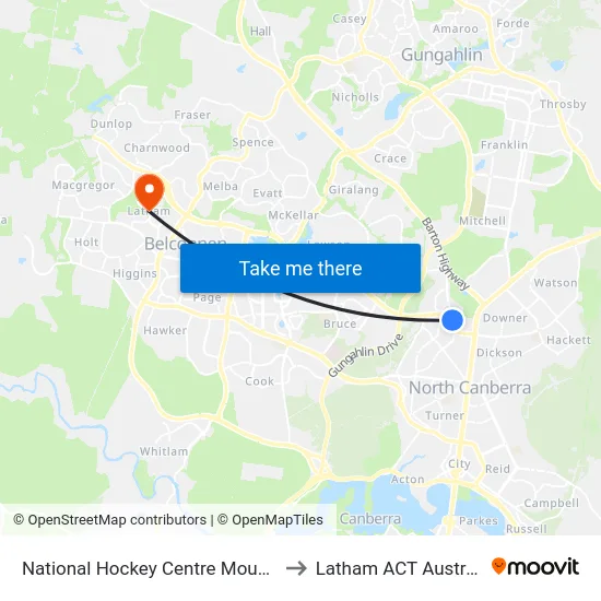 National Hockey Centre Mouat St to Latham ACT Australia map