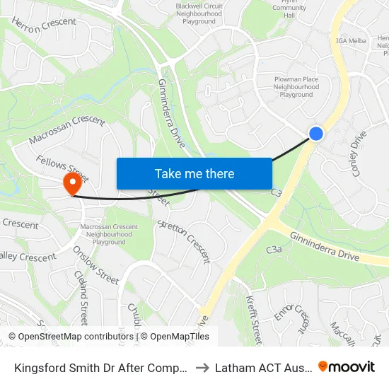 Kingsford Smith Dr After Companion Cr to Latham ACT Australia map