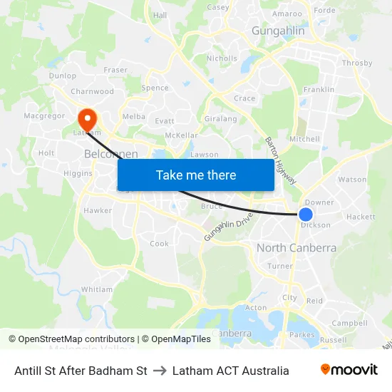 Antill St After Badham St to Latham ACT Australia map