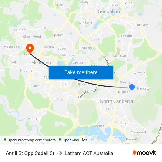 Antill St Opp Cadell St to Latham ACT Australia map