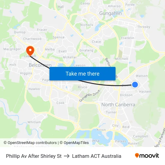 Phillip Av After Shirley St to Latham ACT Australia map