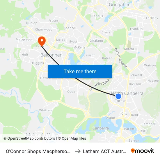 O'Connor Shops Macpherson St to Latham ACT Australia map