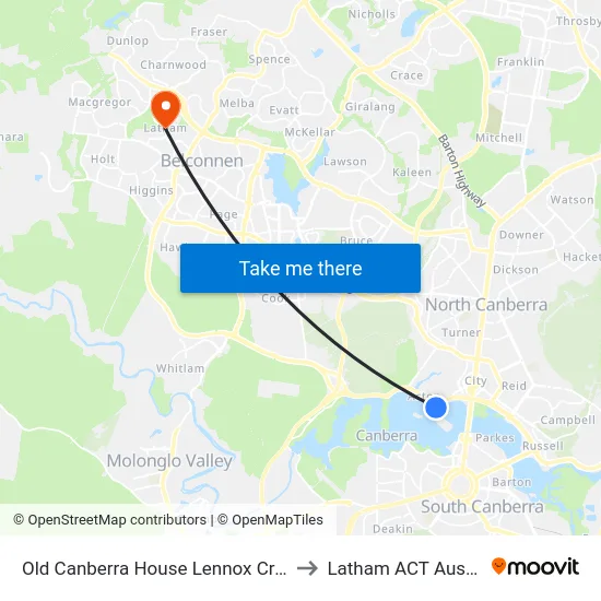 Old Canberra House Lennox Crossing to Latham ACT Australia map