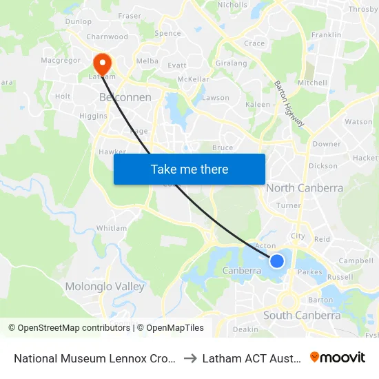 National Museum Lennox Crossing to Latham ACT Australia map