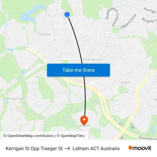 Kerrigan St Opp Traeger St to Latham ACT Australia map