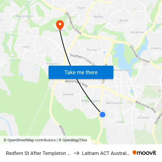 Redfern St After Templeton St to Latham ACT Australia map