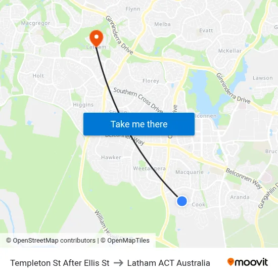 Templeton St After Ellis St to Latham ACT Australia map