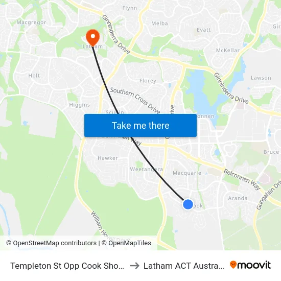 Templeton St Opp Cook Shops to Latham ACT Australia map