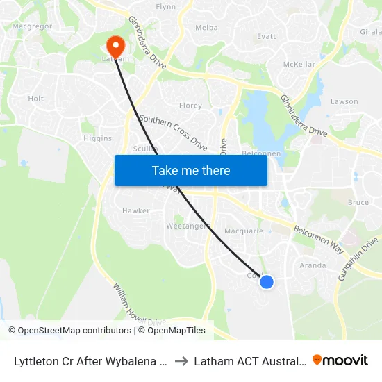 Lyttleton Cr After Wybalena Gr to Latham ACT Australia map