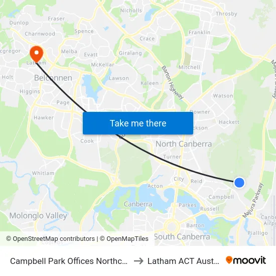 Campbell Park Offices Northcott Dr to Latham ACT Australia map