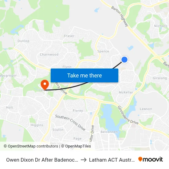 Owen Dixon Dr After Badenoch Cr to Latham ACT Australia map