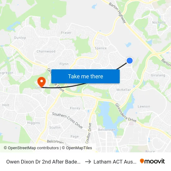 Owen Dixon Dr 2nd After Badenoch Cr to Latham ACT Australia map