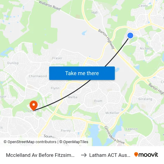 Mcclelland Av Before Fitzsimmons St to Latham ACT Australia map