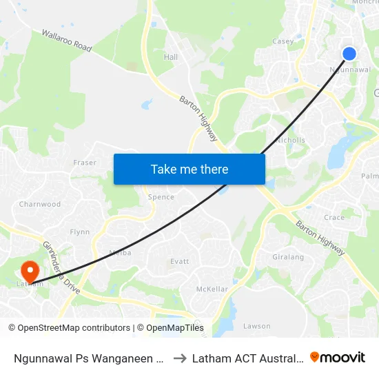Ngunnawal Ps Wanganeen Av to Latham ACT Australia map