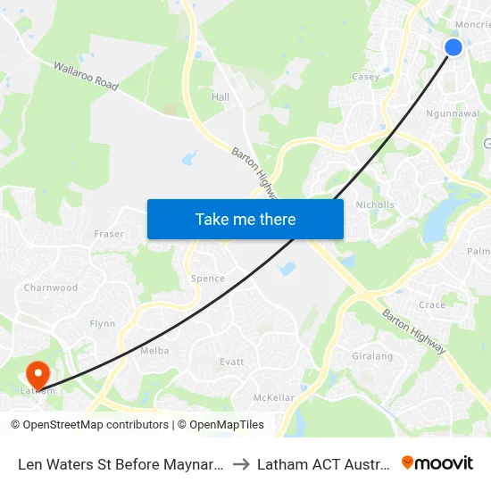 Len Waters St Before Maynard St to Latham ACT Australia map