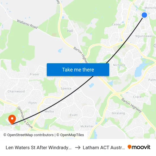 Len Waters St After Windradyne St to Latham ACT Australia map