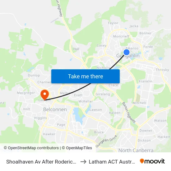 Shoalhaven Av After Roderick St to Latham ACT Australia map