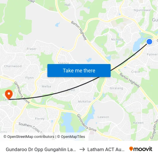 Gundaroo Dr Opp Gungahlin Lakes Club to Latham ACT Australia map