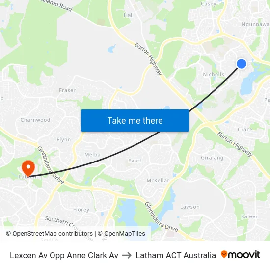 Lexcen Av Opp Anne Clark Av to Latham ACT Australia map