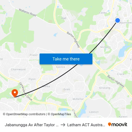 Jabanungga Av After Taylor St to Latham ACT Australia map