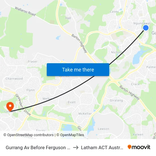 Gurrang Av Before Ferguson Cct to Latham ACT Australia map