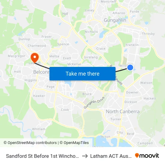Sandford St Before 1st Winchombe Ct to Latham ACT Australia map