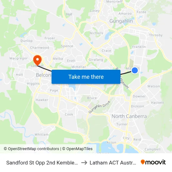 Sandford St Opp 2nd Kemble Crt to Latham ACT Australia map
