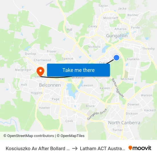 Kosciuszko Av After Bollard St to Latham ACT Australia map