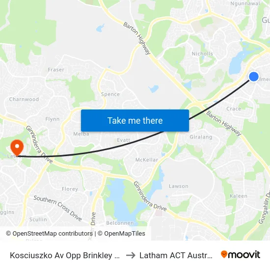 Kosciuszko Av Opp Brinkley Cct to Latham ACT Australia map