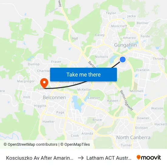 Kosciuszko Av After Amarina St to Latham ACT Australia map