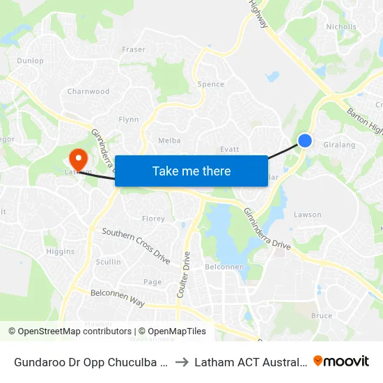 Gundaroo Dr Opp Chuculba Cr to Latham ACT Australia map