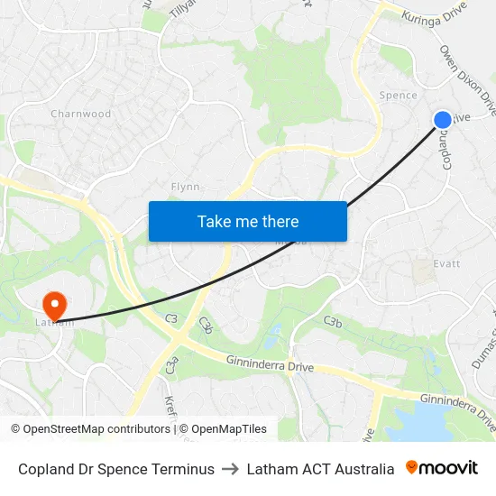 Copland Dr Spence Terminus to Latham ACT Australia map