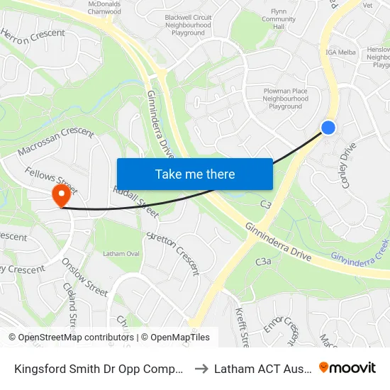 Kingsford Smith Dr Opp Companion Cr to Latham ACT Australia map