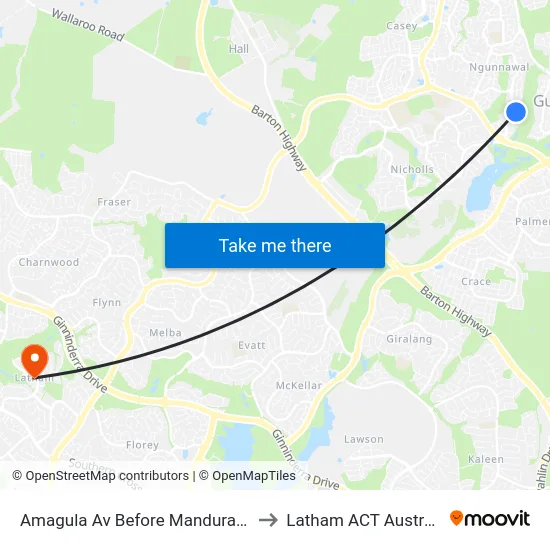 Amagula Av Before Mandurah Pl to Latham ACT Australia map