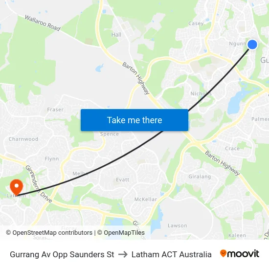 Gurrang Av Opp Saunders St to Latham ACT Australia map