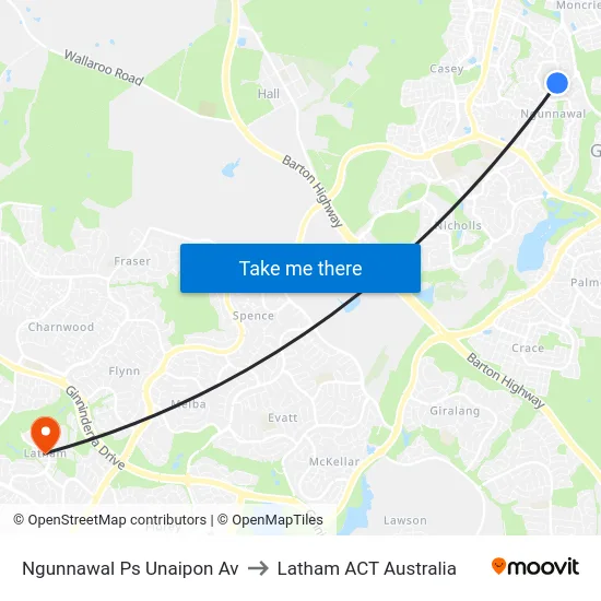 Ngunnawal Ps Unaipon Av to Latham ACT Australia map