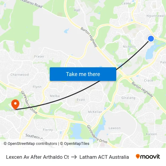 Lexcen Av After Arthaldo Ct to Latham ACT Australia map