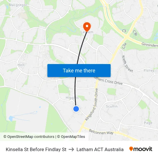 Kinsella St Before Findlay St to Latham ACT Australia map