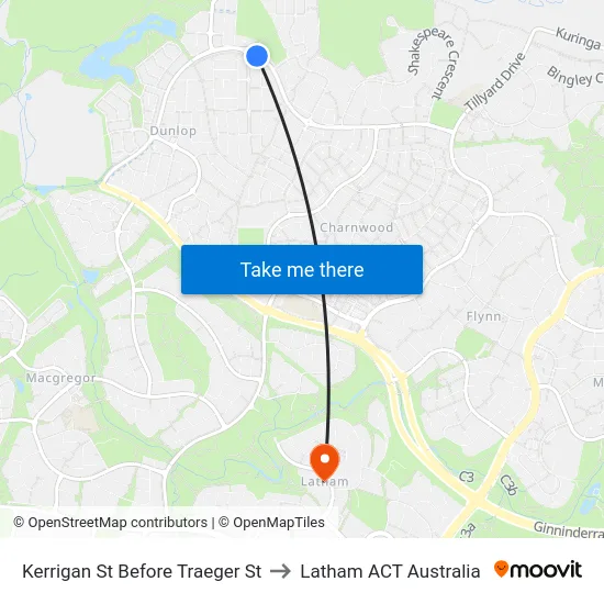 Kerrigan St Before Traeger St to Latham ACT Australia map