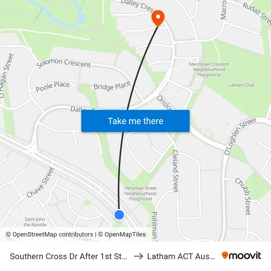 Southern Cross Dr After 1st Starke St to Latham ACT Australia map