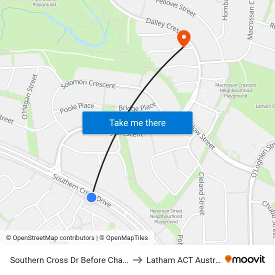 Southern Cross Dr Before Chave St to Latham ACT Australia map
