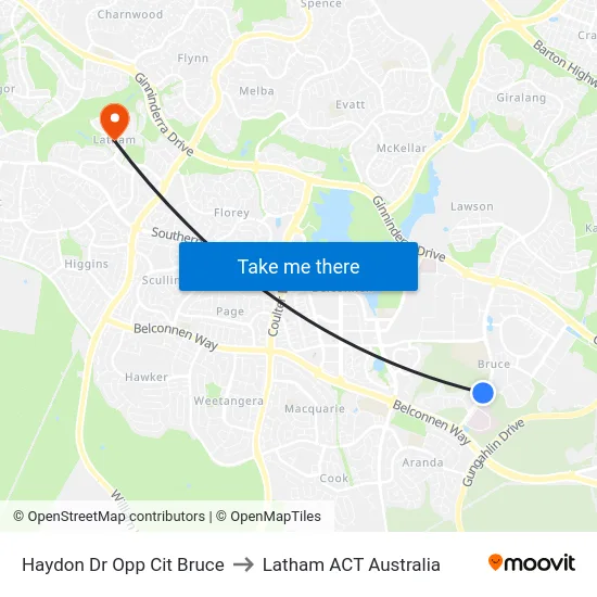 Haydon Dr Opp Cit Bruce to Latham ACT Australia map