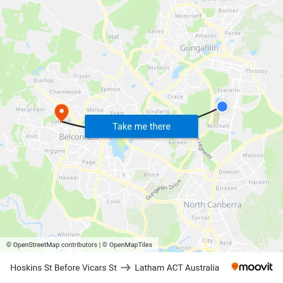Hoskins St Before Vicars St to Latham ACT Australia map