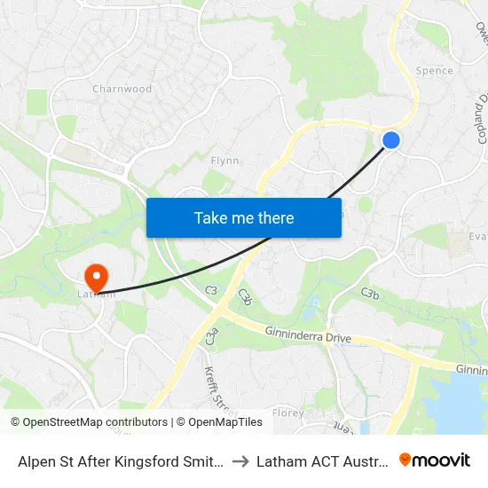 Alpen St After Kingsford Smith Dr to Latham ACT Australia map