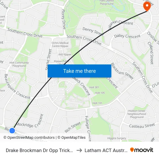 Drake Brockman Dr Opp Trickett St to Latham ACT Australia map