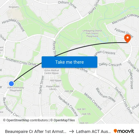 Beaurepaire Cr After 1st Armstrong Cr to Latham ACT Australia map