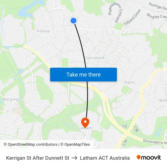 Kerrigan St After Dunnett St to Latham ACT Australia map